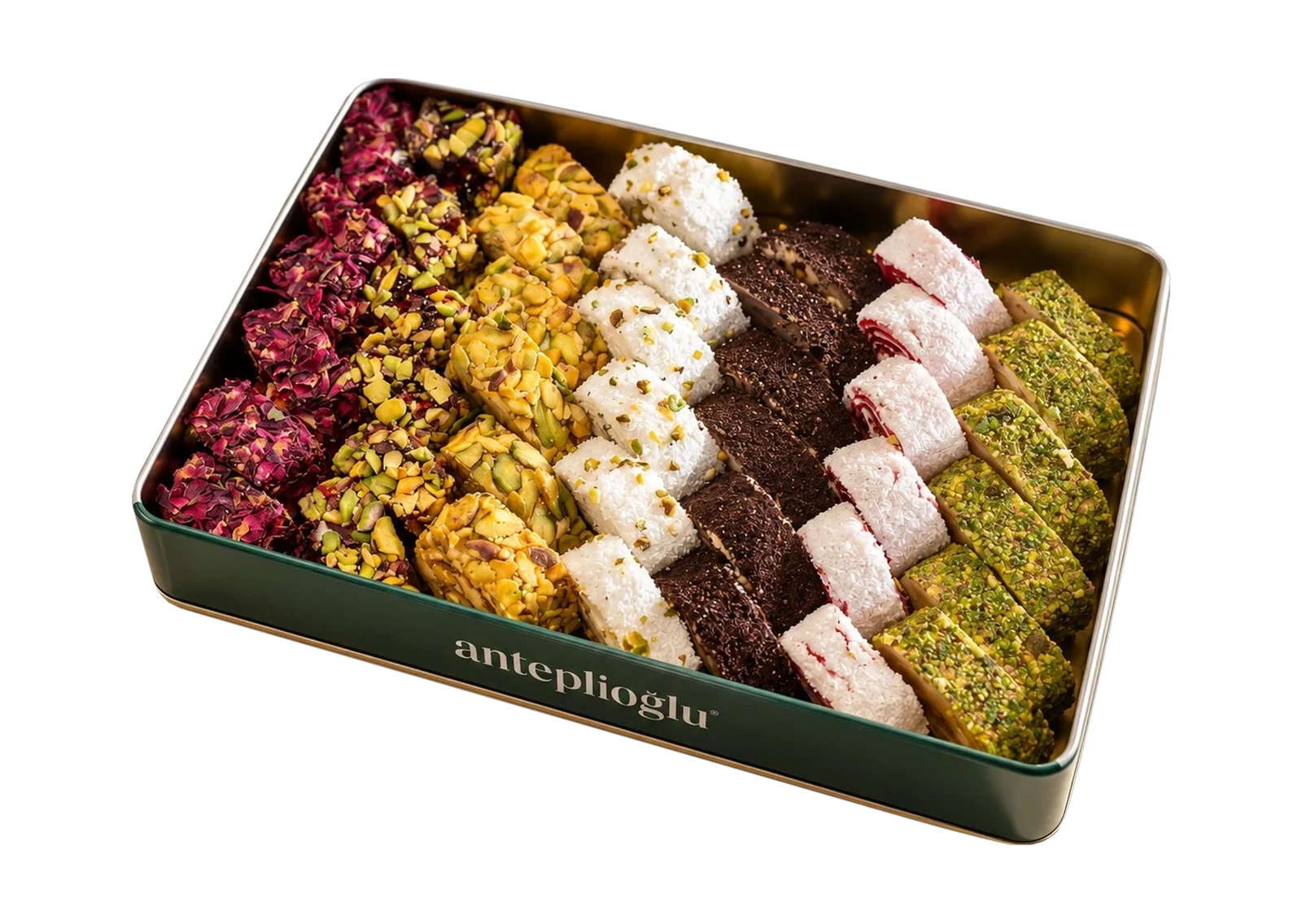 Lokum-Mischung in der grünen Premium-Box aus Aluminium